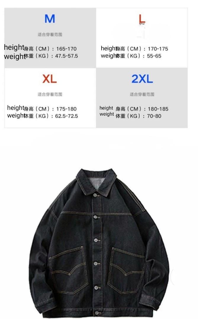 Mens black denim best sale jacket 3xl