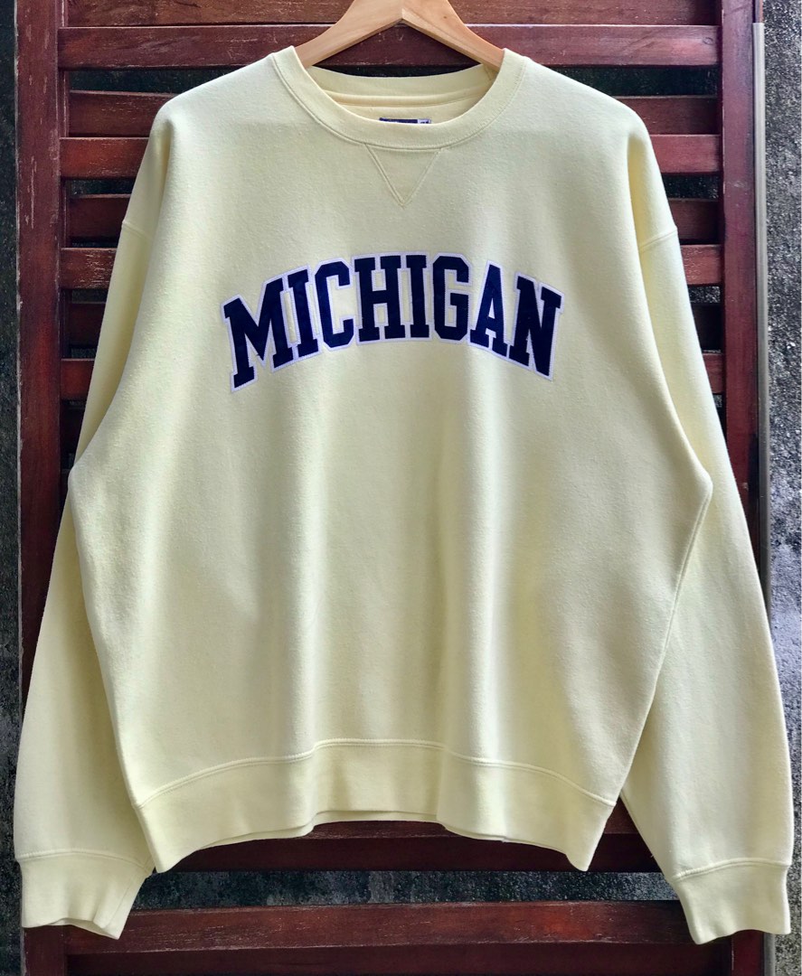 light yellow michigan crewneck