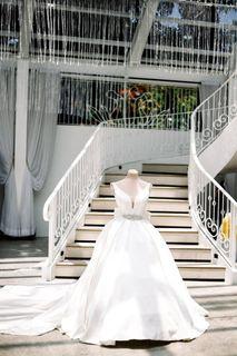 Minimalist Long Trail Wedding Gown
