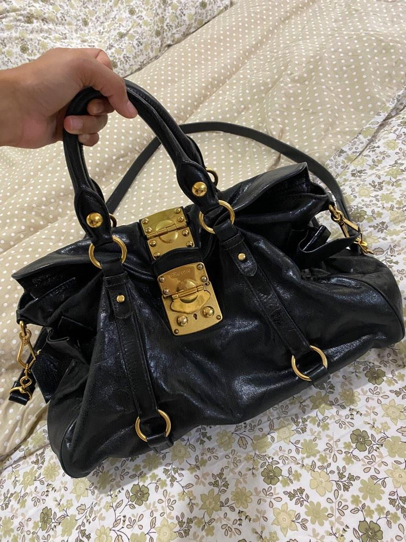 Miu Miu, Bags, Miu Miu Black Vitello Lux Bow Bag