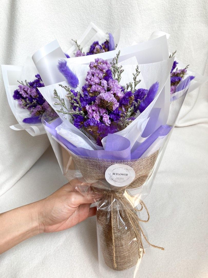 Mixed Purple Me Not Dried Flowers Bouquet Elegant Design