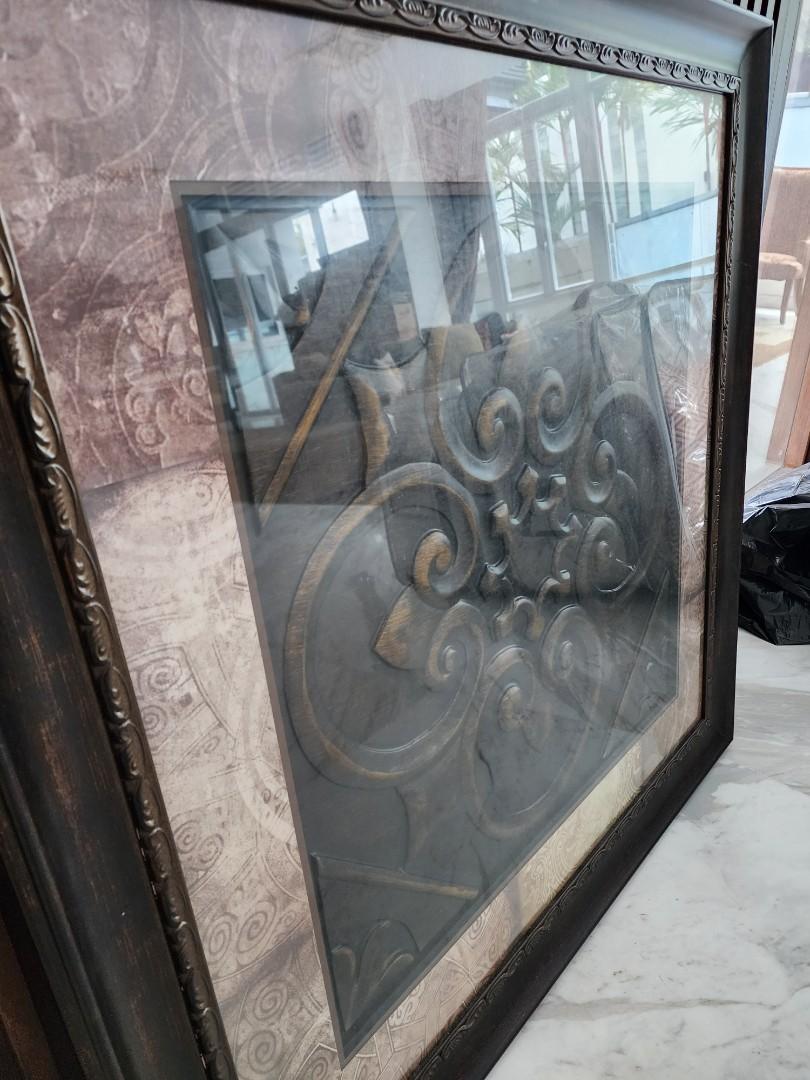 MODERN WALL PAINTING WITH GLASS & FRAME, Furniture & Home Living, Home