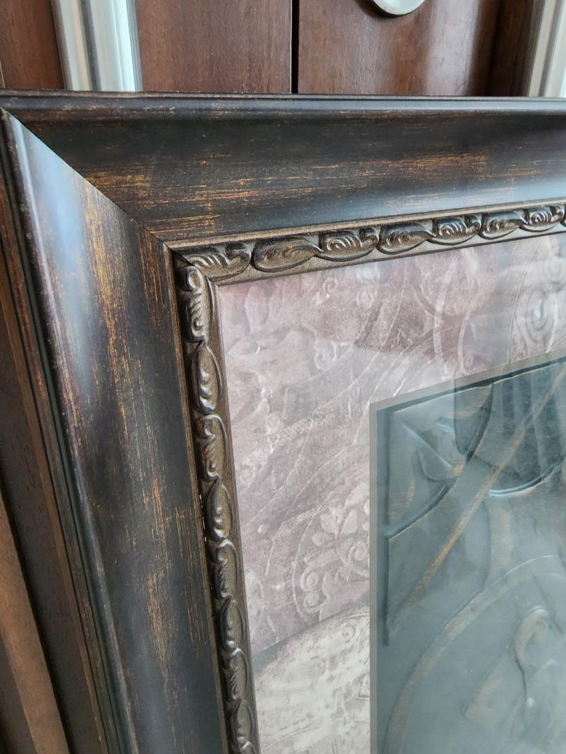 MODERN WALL PAINTING WITH GLASS & FRAME, Furniture & Home Living, Home