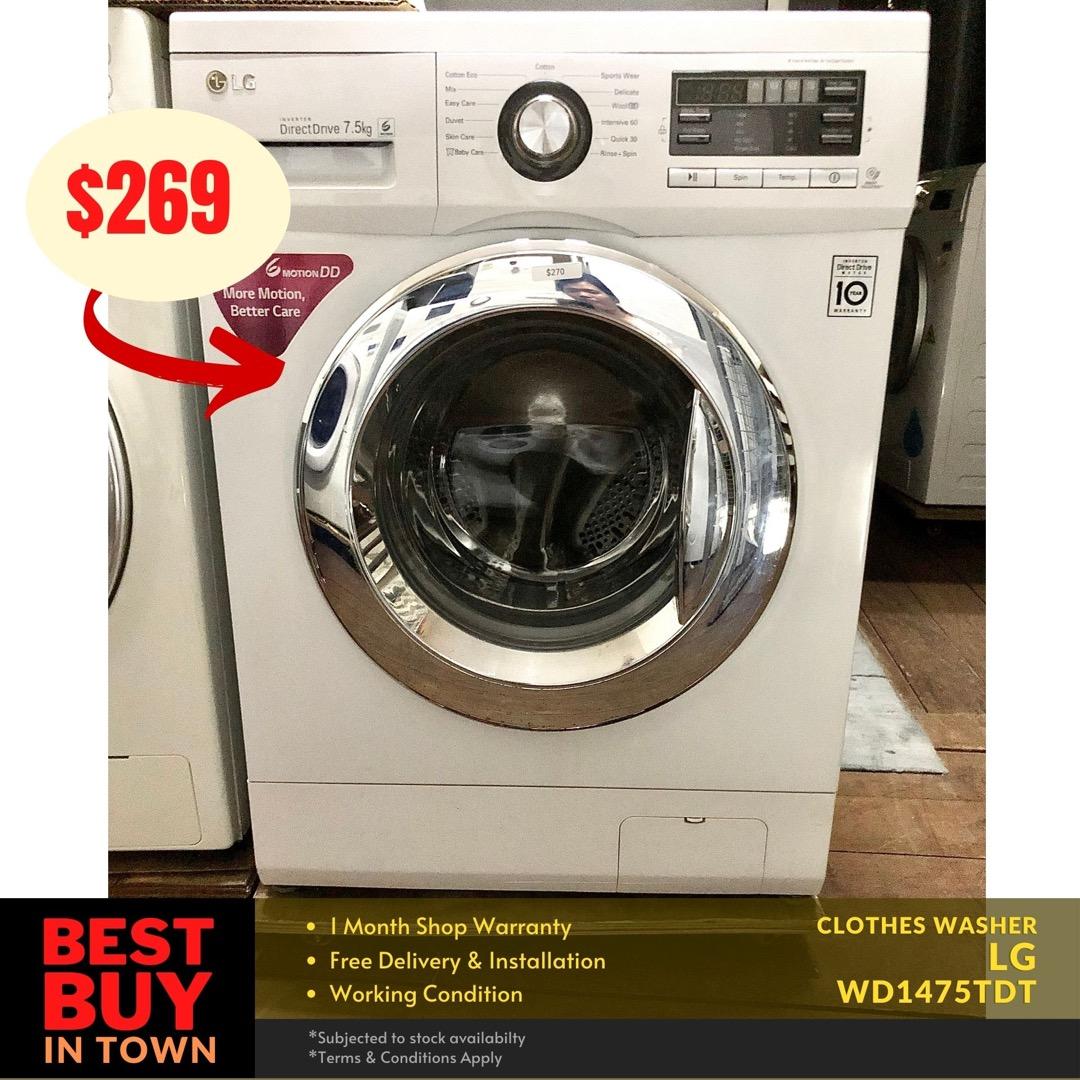 MUST BUY! LG 7.5KG FrontLoad Washing Machine WD1475TDT, TV & Home