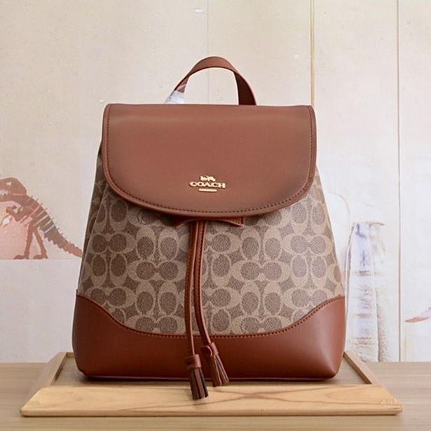 New Coach Original Women Elle Backpack in Signature Jacquard with Full Set of Coach Package