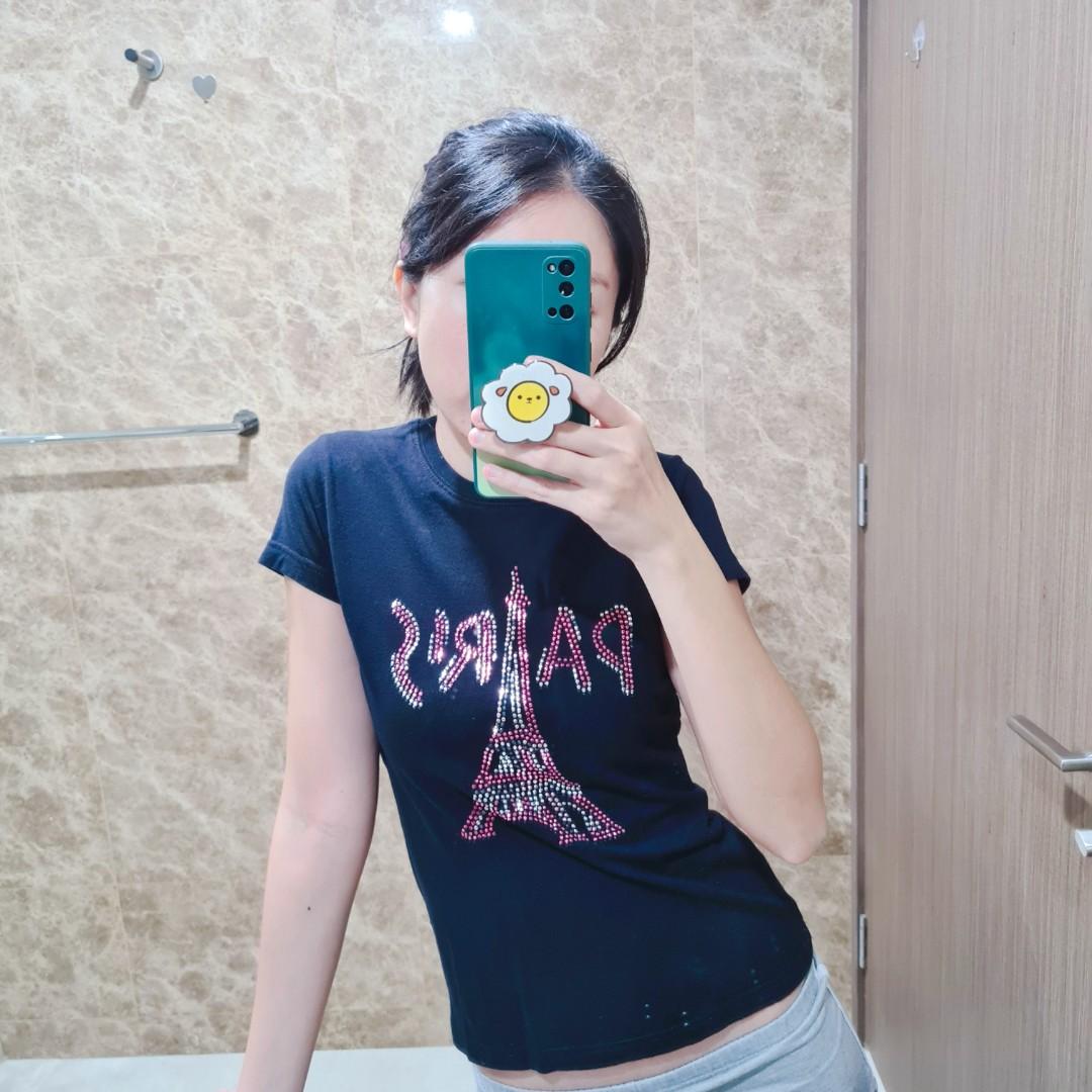Paris gem graphic t-shirt cute basic tee shirt, Women's Fashion, Tops,  Shirts on Carousell