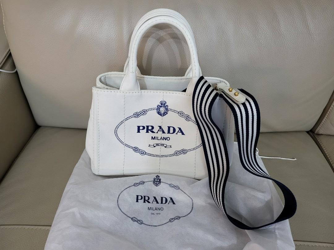 Prada Small Cotton Canvas Tote, Luxury, Bags & Wallets on Carousell