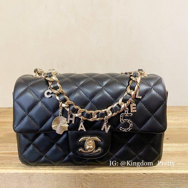 Chanel Coco Charms Classic Single Flap Bag Quilted Lambskin Mini