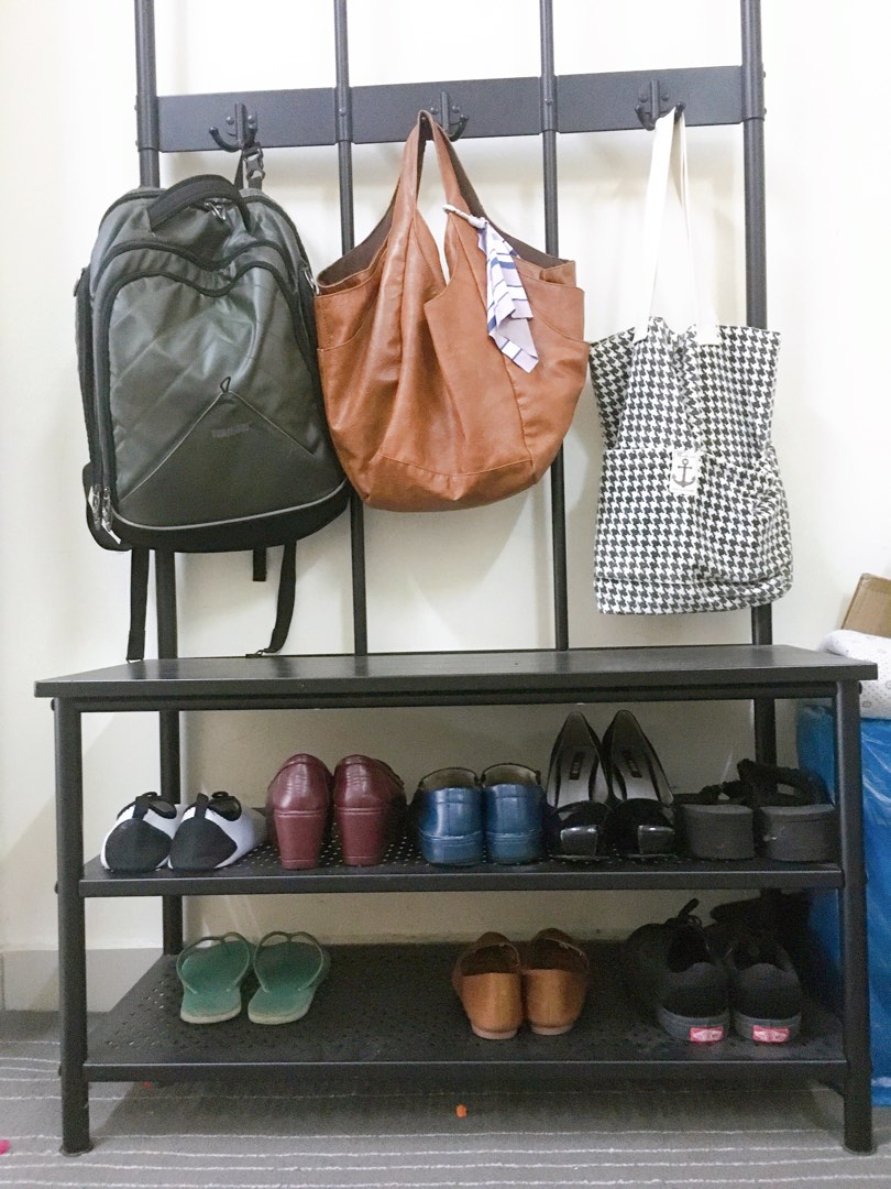 Rak kasut Shoe rack Coat hanger Ikea, Furniture & Home Living