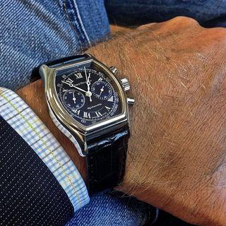 Jumping minute counter  Neo Vintage  Richeville (2710) lemania movement Blue Dial Girard Perregaux  Chronograph in Stainless Steel