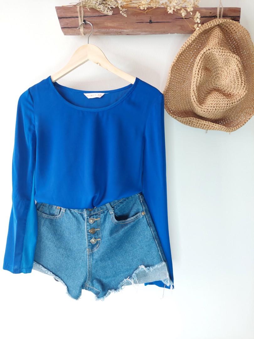 Royal Blue Top, Women's Fashion, Tops, Blouses on Carousell