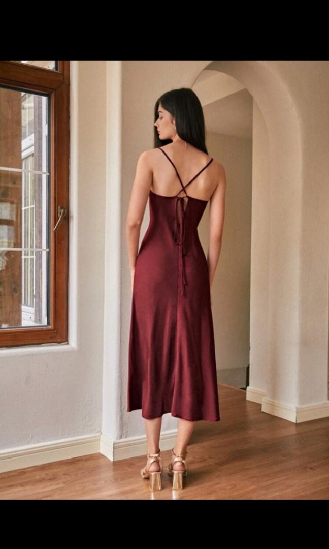 Shein Long Satinlike Red Party, Beach, or Evening Dress, Women's