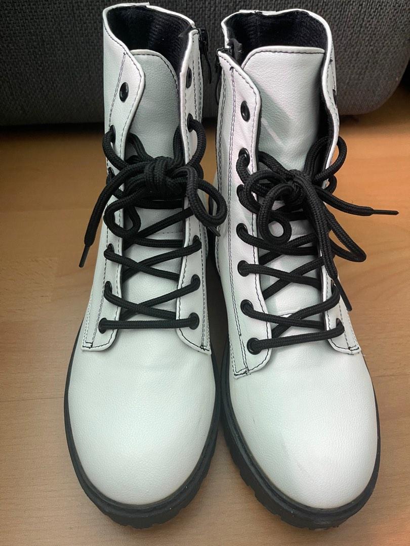 SHEIN white combat boots eur37, Women's Fashion, Footwear, Boots on  Carousell