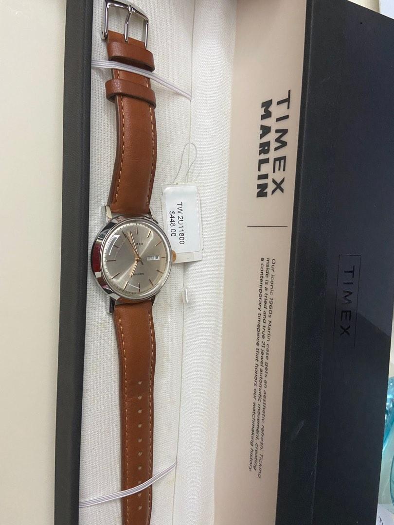 Timex Marlin® Automatic Day-Date 40mm Leather Strap Watch - Stainless  Steel, Brown (TW2U11800), Men's Fashion, Watches & Accessories, Watches on  Carousell