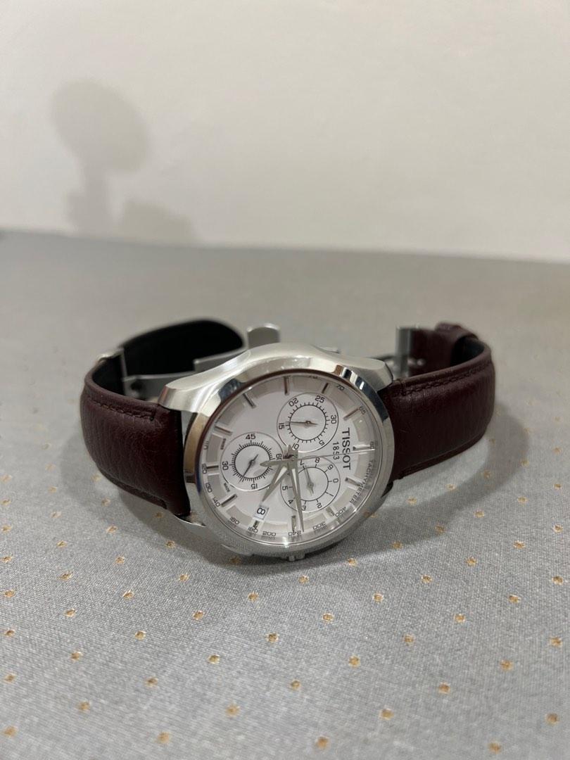 Tissot Cronograph Dress Watch with Brown Leather Buckle Strap