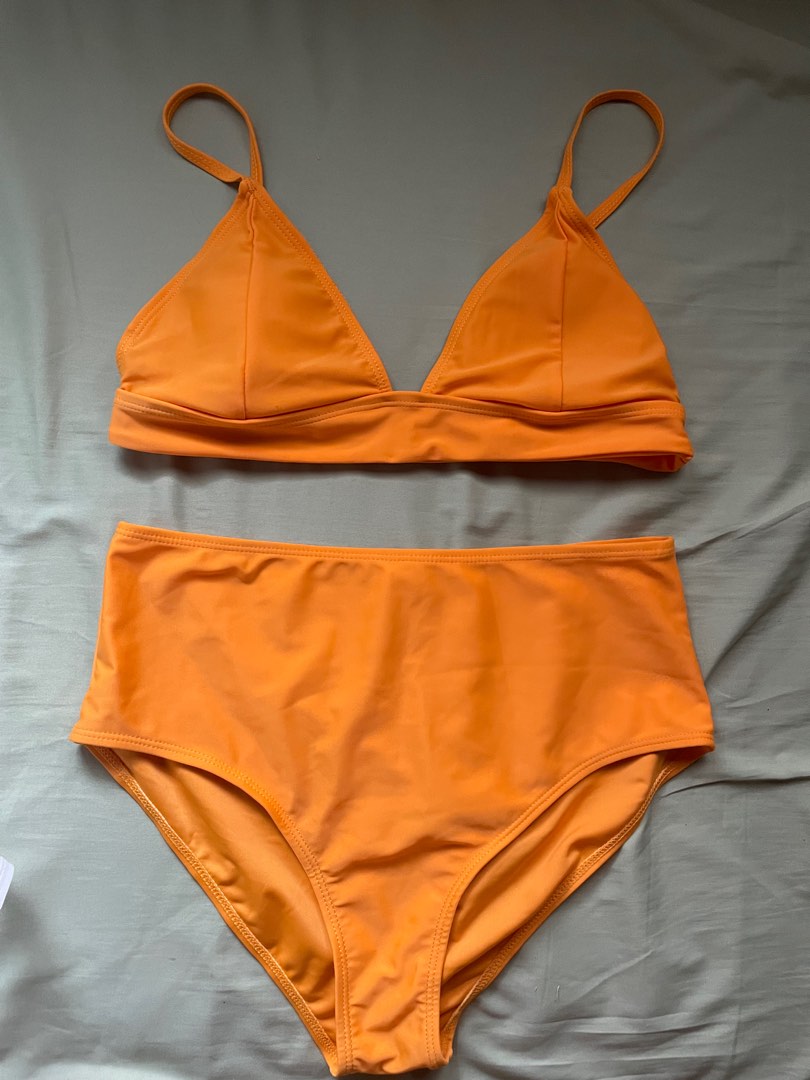 Triangle High Waist Bikini in Mustard, Women's Fashion, Swimwear