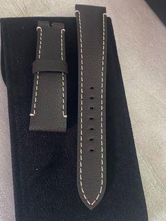 Tudor dark brown leather & rubber 20mm strap
