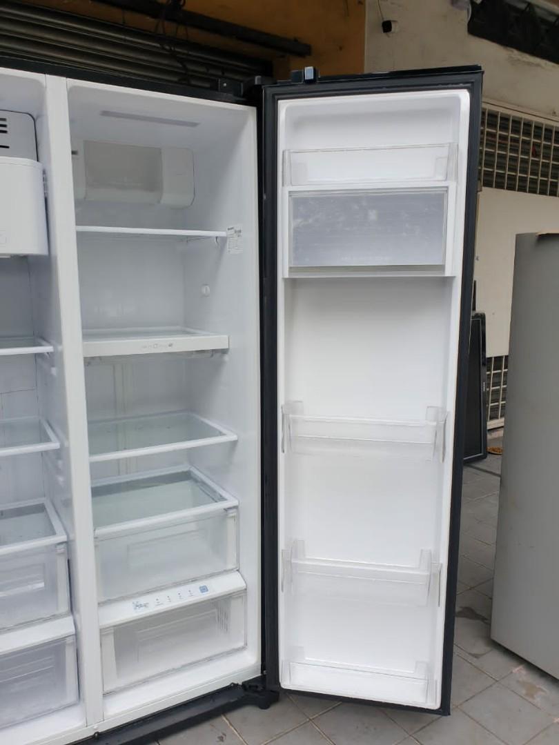 Used Sharp inverter side by side Black glass doors fridge 538L with