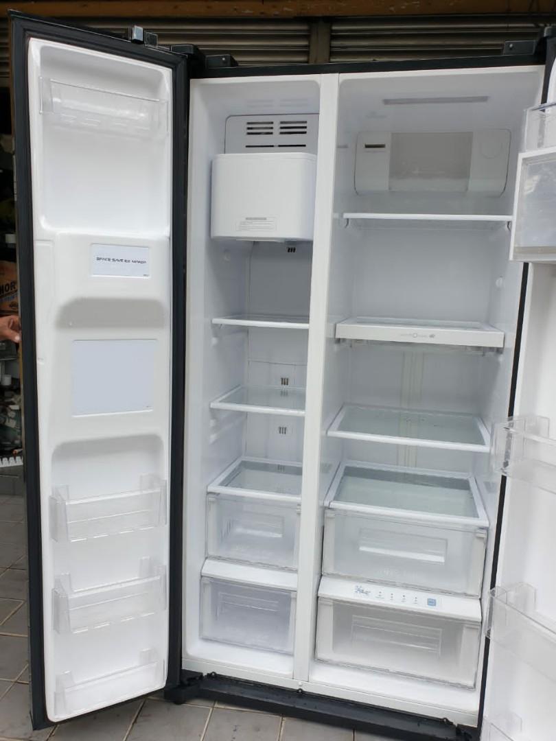 Used Sharp inverter side by side Black glass doors fridge 538L with