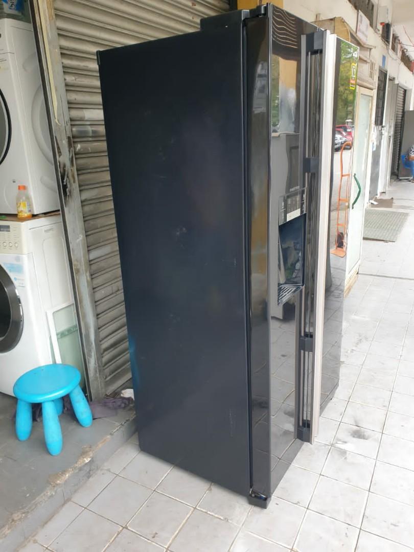Used Sharp inverter side by side Black glass doors fridge 538L with