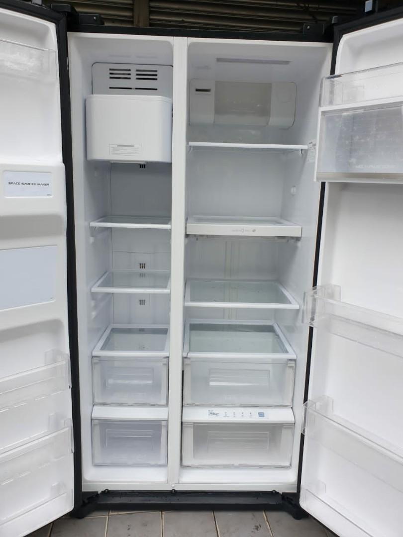 Used Sharp inverter side by side Black glass doors fridge 538L with