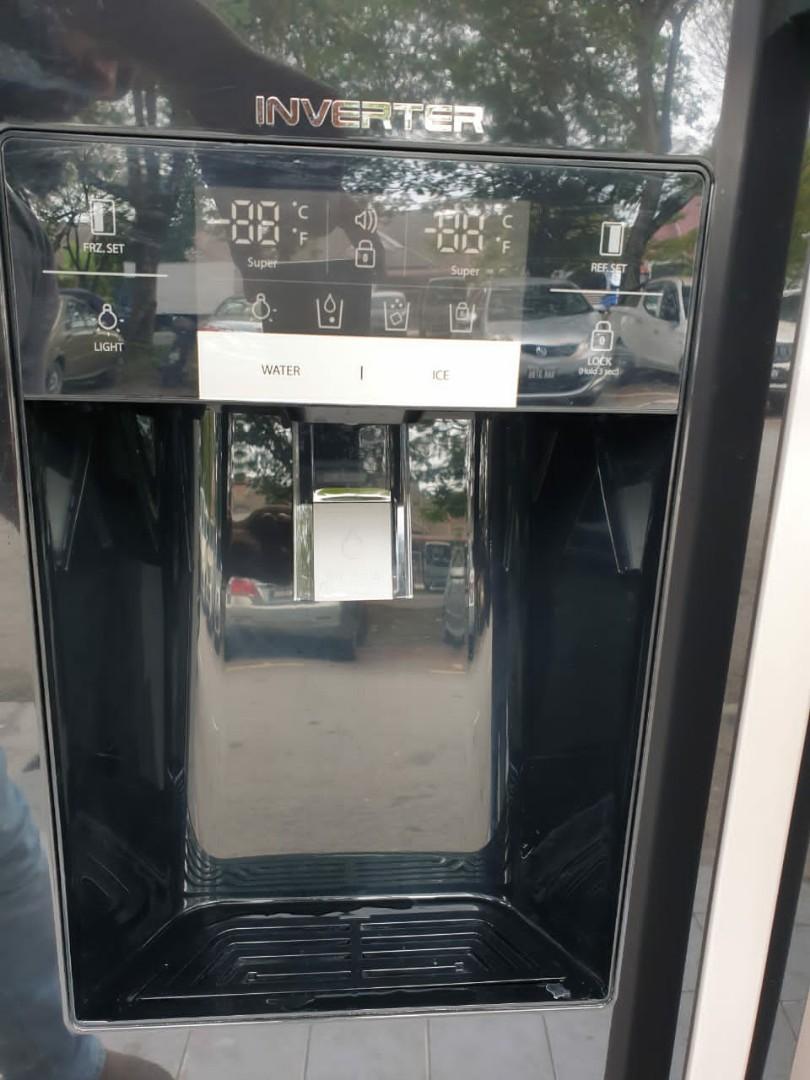 Used Sharp inverter side by side Black glass doors fridge 538L with