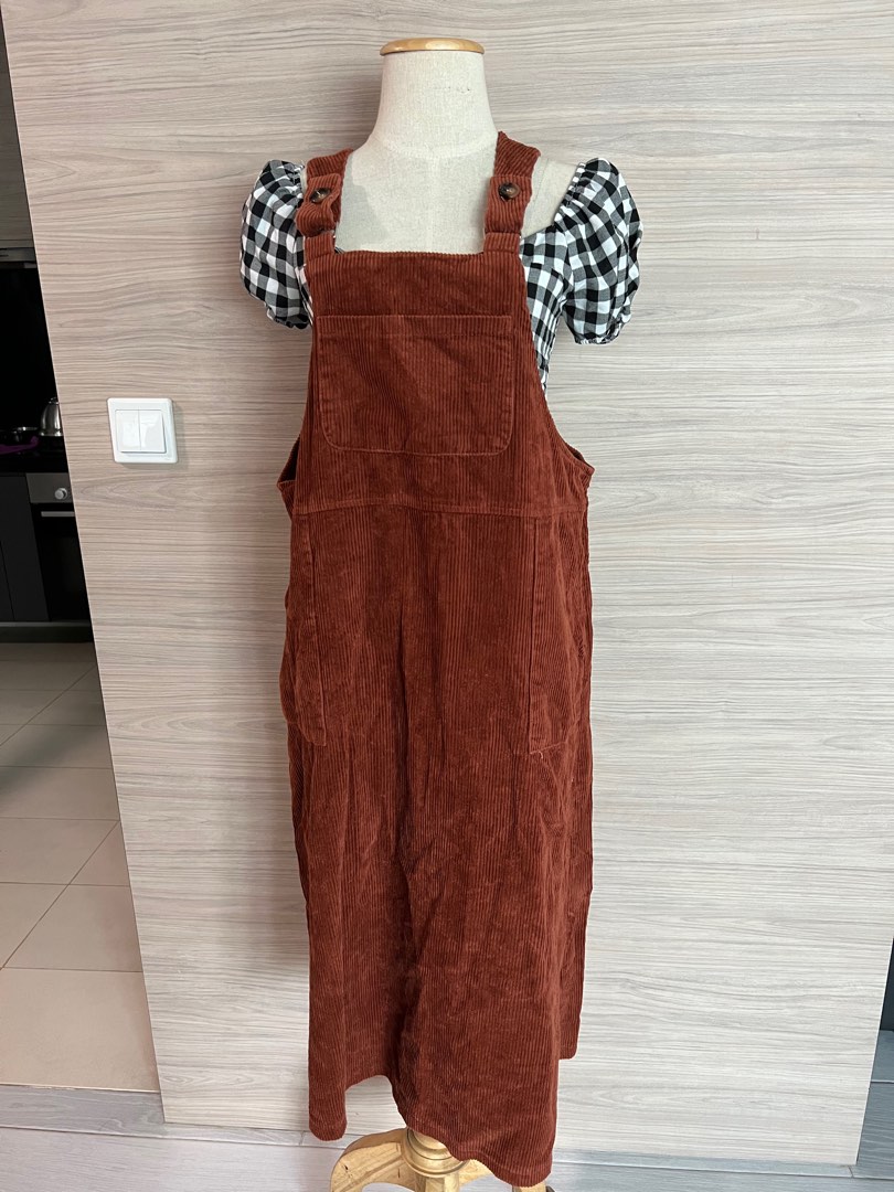 Velvet pinafore dress, Women's Fashion, Dresses & Sets, Rompers on ...