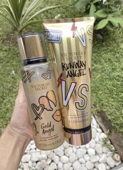 Victoria secret bundling gift set gold angel body mist runway