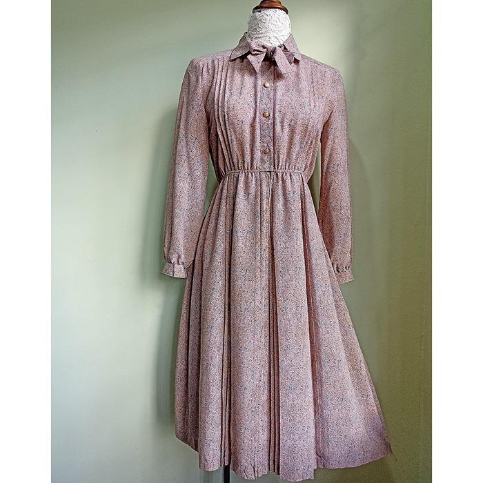VINTAGE PLEATED DRESS S M