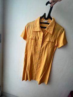 FREE ONGKIR Yellow Shirt Polo Dress / Dress Kuning Kemeja Polo