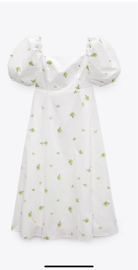 ZARA Embroidered Poplin Cotton dress, Women's Fashion, Dresses & Sets,  Dresses on Carousell