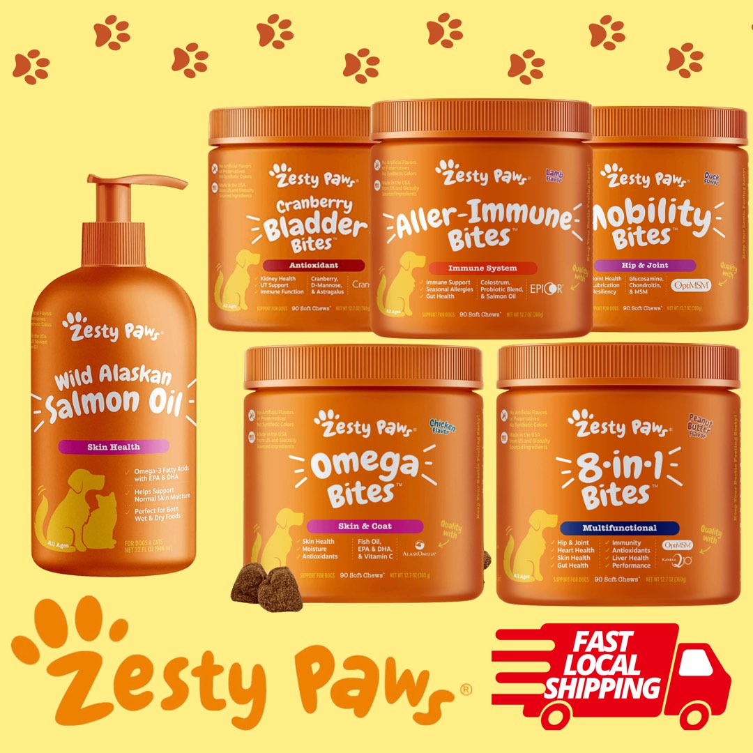 Zesty Paws Dog Supplements with Omega 3 Glucosamine Vitamin Cranberry
