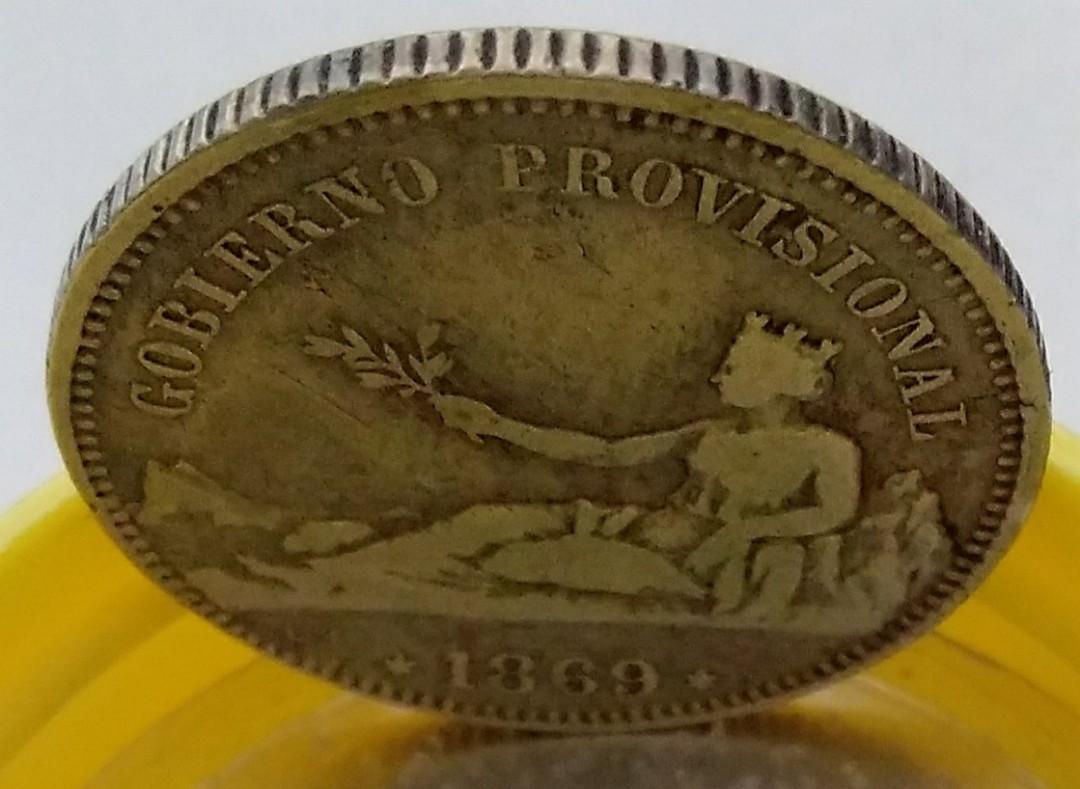 1869年西班牙臨時政府1比塞塔流通銀幣-馬德里鑄造, 興趣及遊戲, 收藏品及紀念品, 錢幣- Carousell