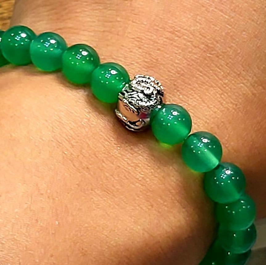 Green agate bracelet with dragon sign store