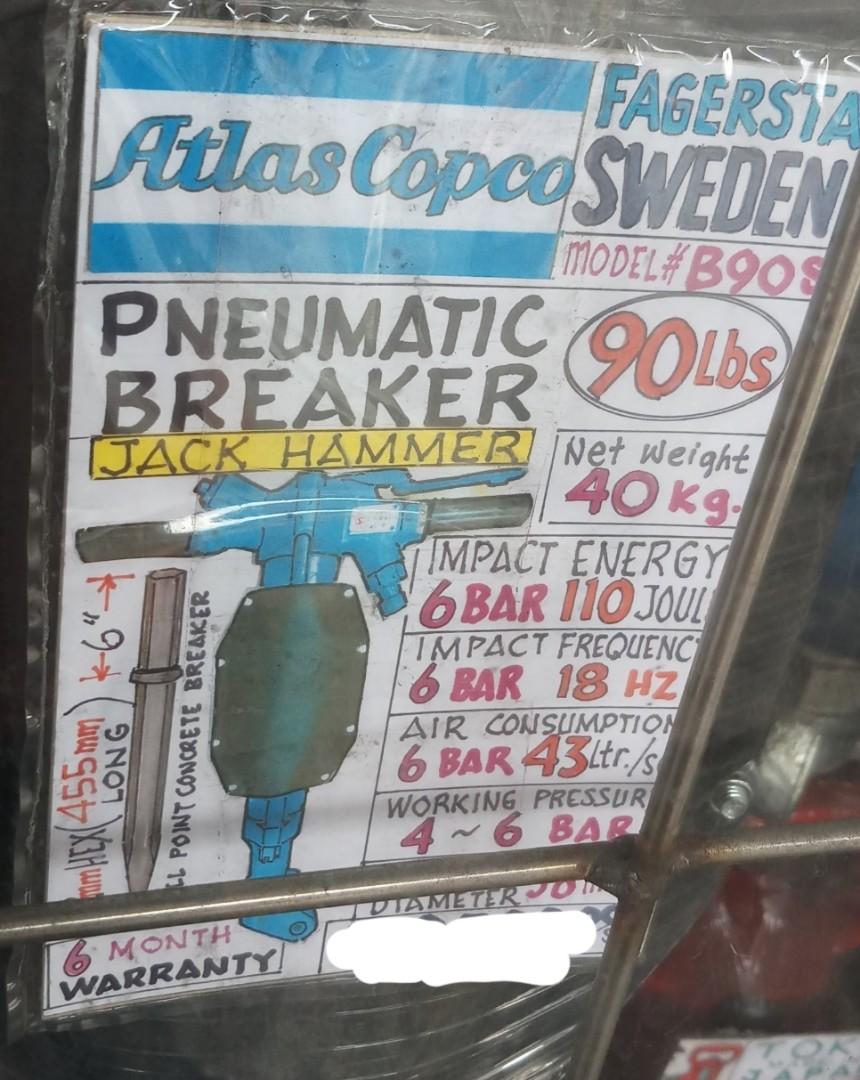 ATLAS COPCO JACK HAMMER JACKHAMMER PNEUMATIC BREAKER B90S Impact energy