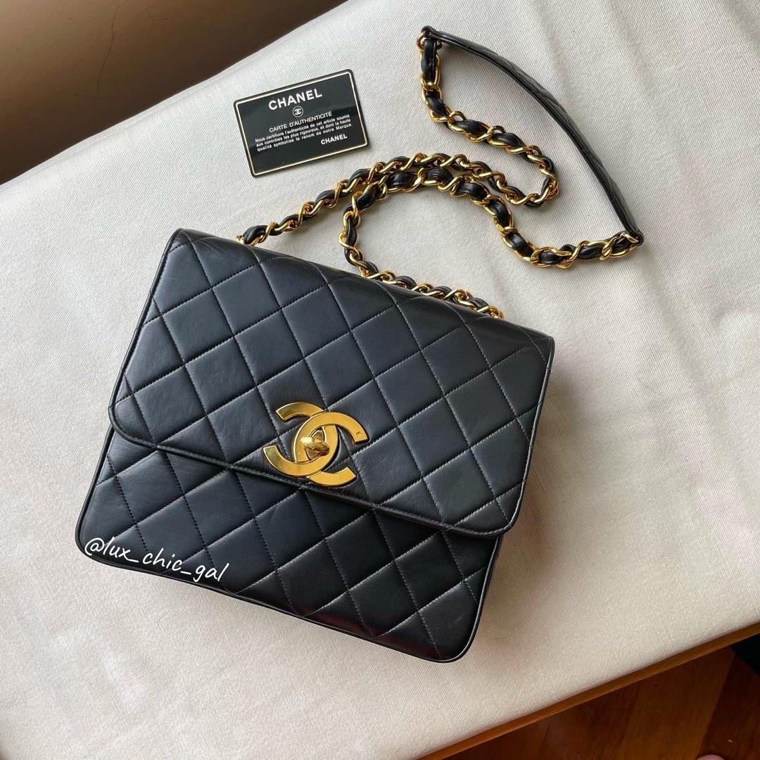 SOLD**AUTHENTIC CHA NEL Big CC Medium 10 Square Flap Bag 24k Gold Hardware  ❤️, Luxury, Bags & Wallets on Carousell