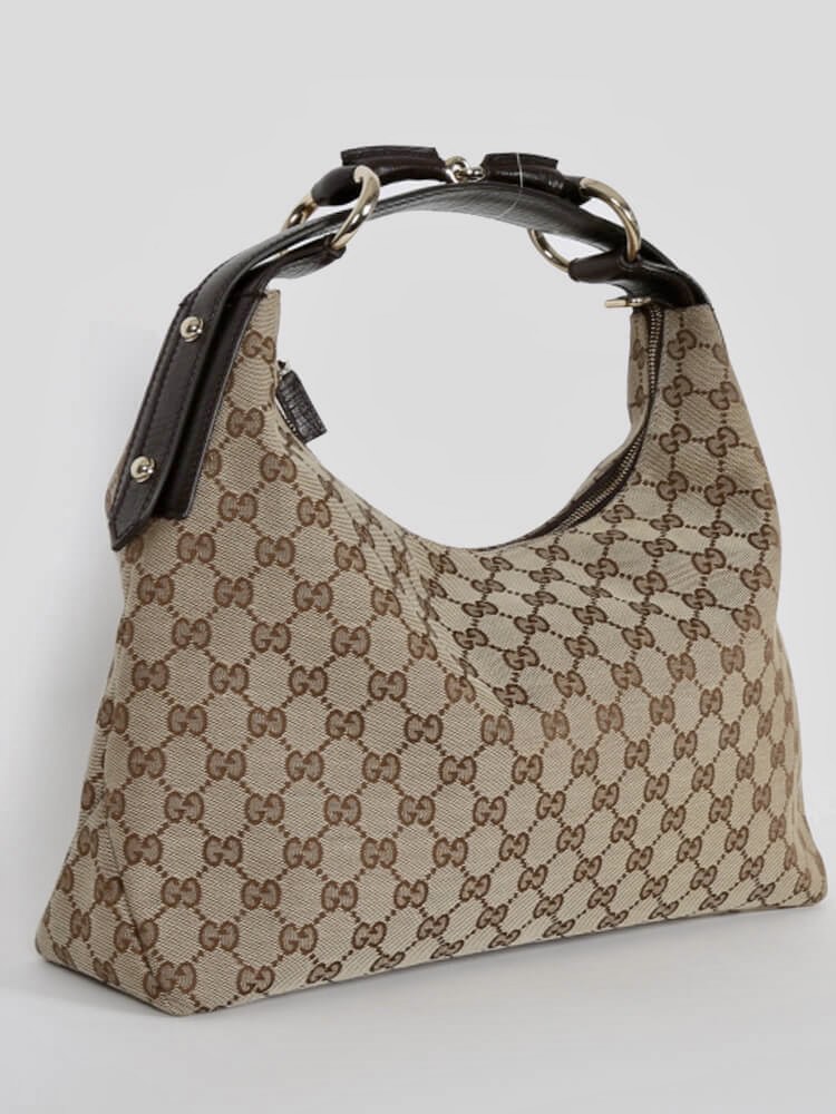 authentic Gucci canvas horsebit hobo bag Women s Fashion Bags