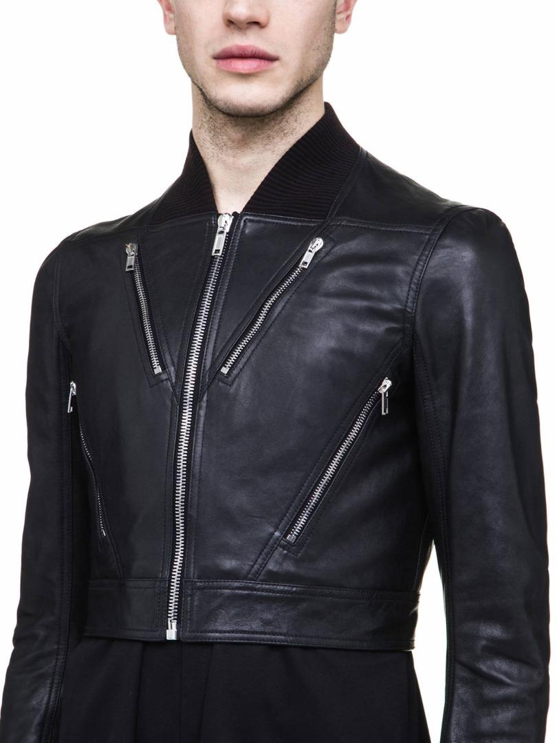 Rick owens cropped leather jacket outlet