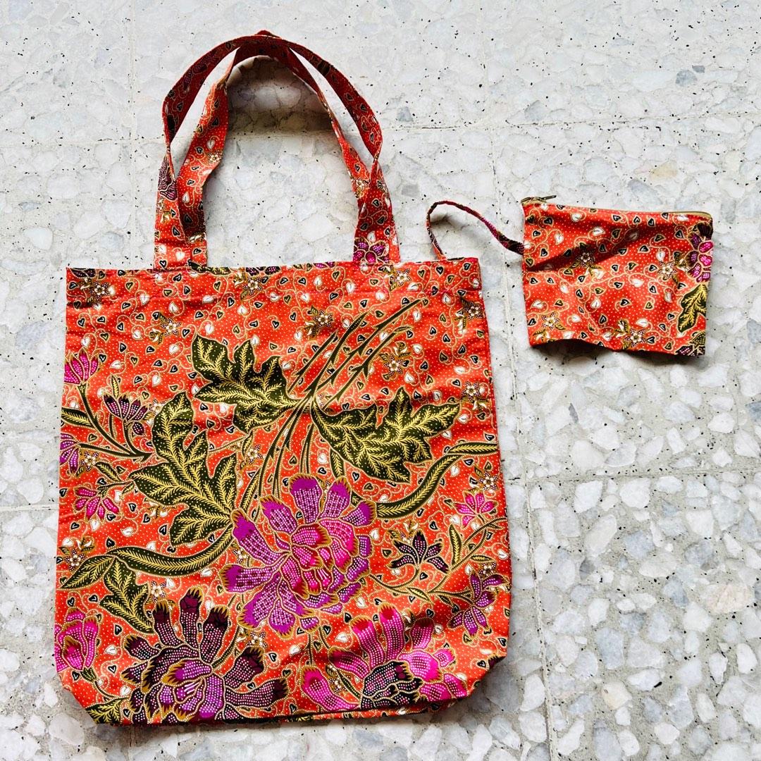 Batik Foldable Tote Bag Handmade in Singapore, Women's Fashion, Bags