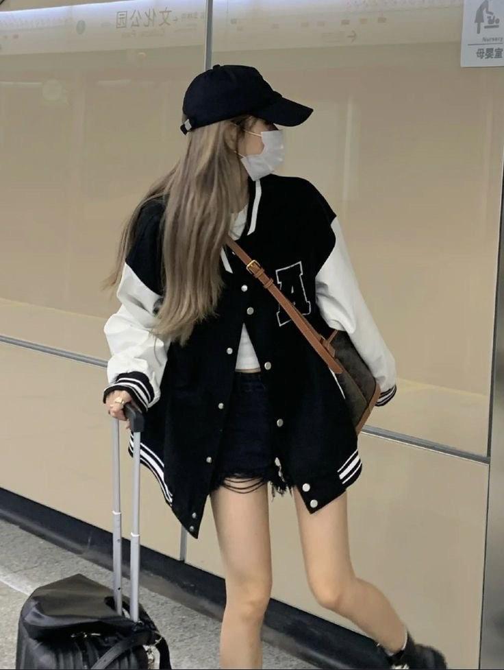 Stylish Women's Graphic Varsity Bomber Jacket - Unique Bone Sleeve Design