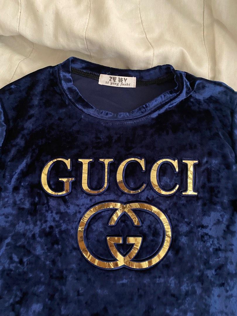 Blue Velvet Gucci Shirt, Women'S Fashion, Tops, Shirts On Carousell