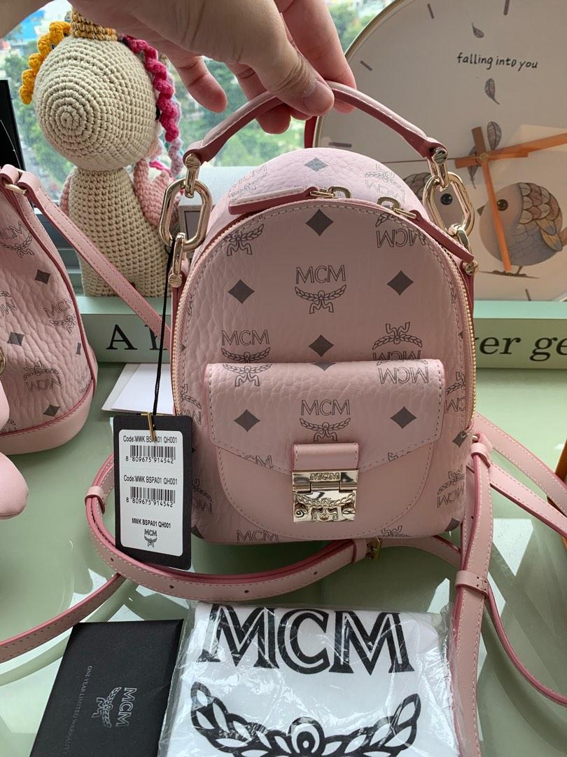 Mcm small pink backpack on sale
