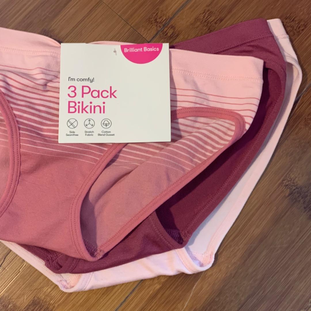 Brand New Pack Set of 3 Ladies Bikini Underwear Seamless Panty in Pink, Women's Fashion, New