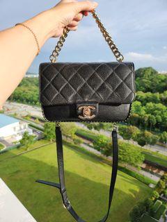 Chanel Mini Bowling Bag with Chain Lambskin Black Brushed GHW (Microch