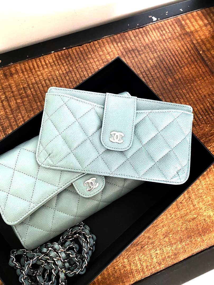 Chanel WOC 2piece pale sea green, Luxury, Bags & Wallets on Carousell