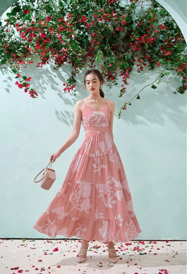 Dusty rose floral maxi dress 2025