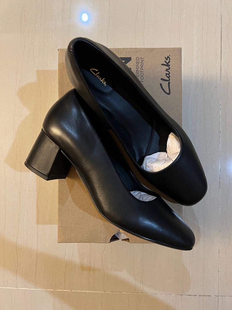 Clarks Sheer Rose Black Leather Heels