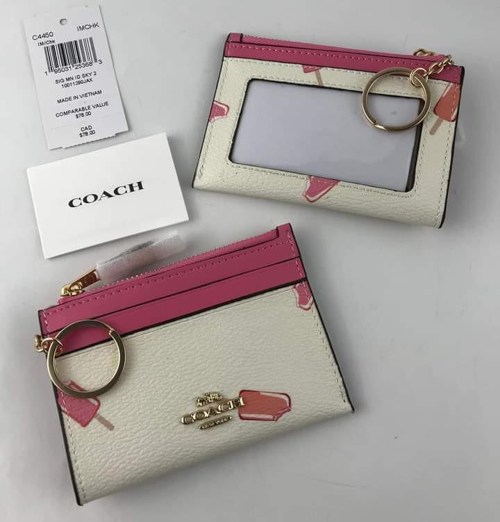 Coach Coin Purse w/Card Holder pink and white, Women's Fashion, Bags &  Wallets, Wallets & Card holders on Carousell