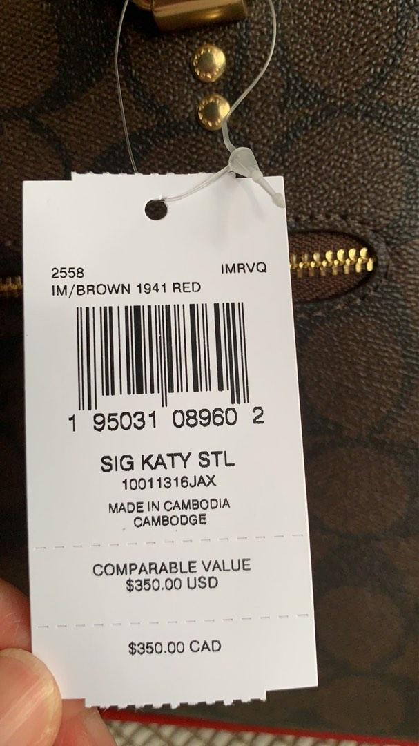 Coach Katy Satchel in Signature Canvas Brown 1941 Red, Women's Fashion