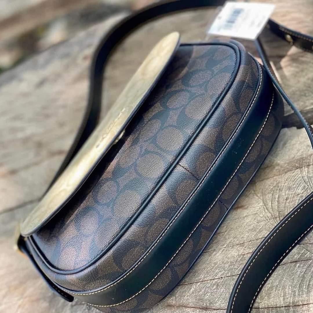 Coach Macie Saddle Bag in Blocked Signature Canvas, Women's Fashion